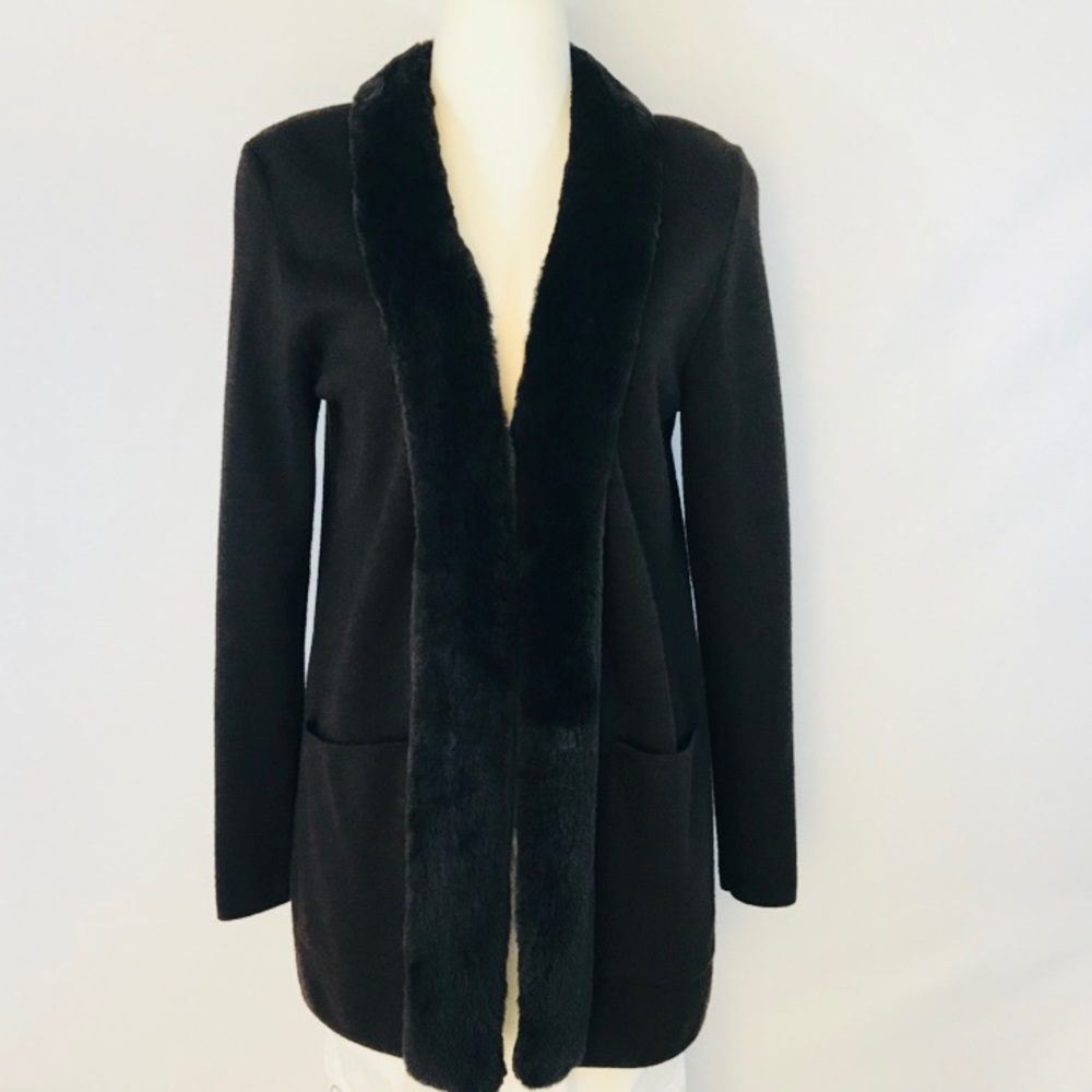 Anna Buchman Merino Wool Jacket Real Fur Trim M